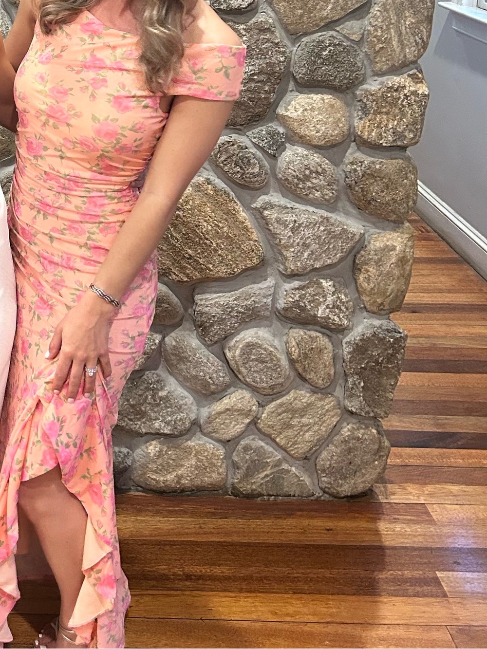Altar'd State Pink Floral One-Shoulder Maxi Dress